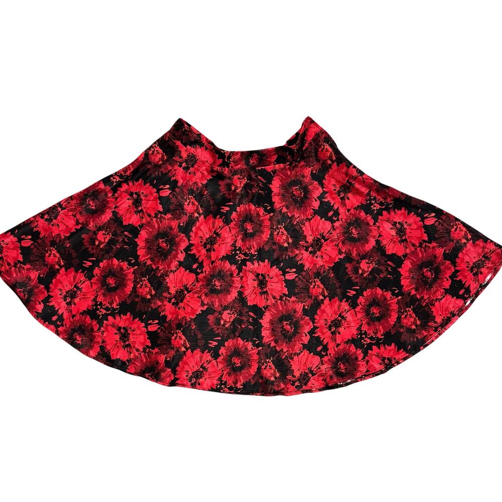 NWT Vintage Y2K NY Invasion Floral Skater Skirt Size 1X Red‎ & Black Rockabilly - Picture 2 of 12